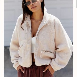 Free People Hit The Slopes Cream Fleece Sherpa Jacket